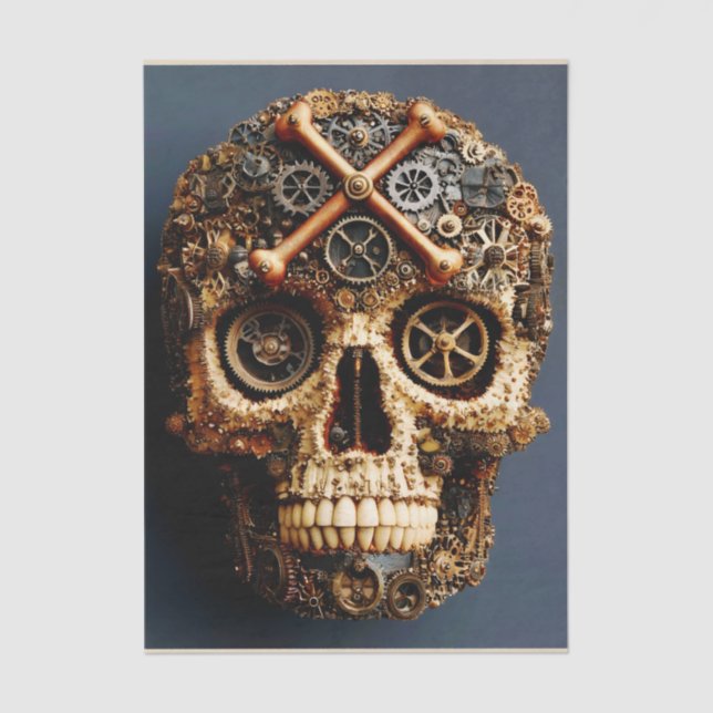 Steampunk Mechanical Gothic Skull FF8L Decoupage Seidenpapier (Vorderseite)