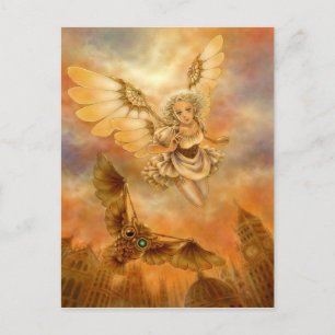 Steampunk Mechanical Owl Fantasy Art Postcard Postkarte
