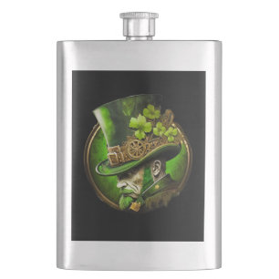 Steampunk Mechanical Top Hat St. Patrick's Day Man Flachmann