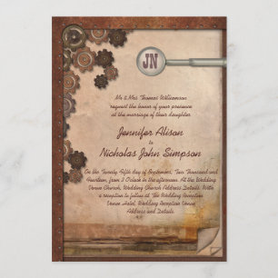 Steampunk Mechanical Writing Set Wedding Invites Einladung