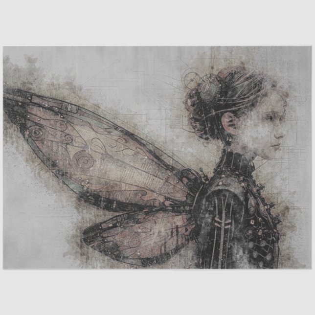 Steampunk Mechanics Fairy Decodipage Papier (Vorderseite)