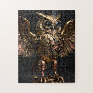 Steampunk mechanische Eule mit ausgebreiteten Flüg Puzzle