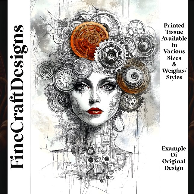 Steampunk Mechanische Frau Ephemera M9 Decoupage Seidenpapier (Von Creator hochgeladen)