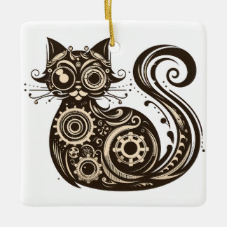 Steampunk Mechanische Katze Keramikornament