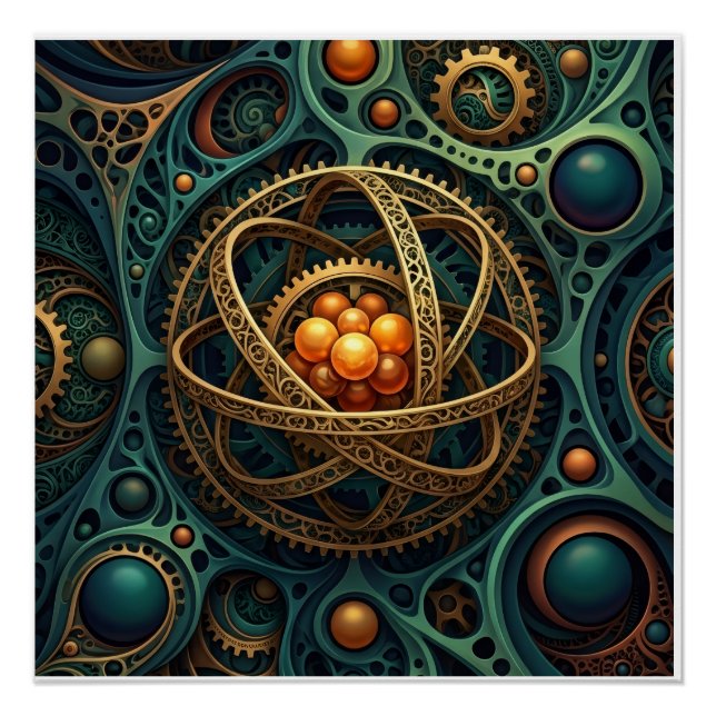 Steampunk Mechanische Orb Komplexe Zahnrad-Vortex- Poster (Vorderseite)