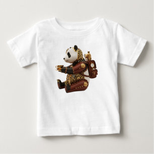 Steampunk-Mechanischer-Panda-Messing-Uhrwerk-Figur Baby T-shirt