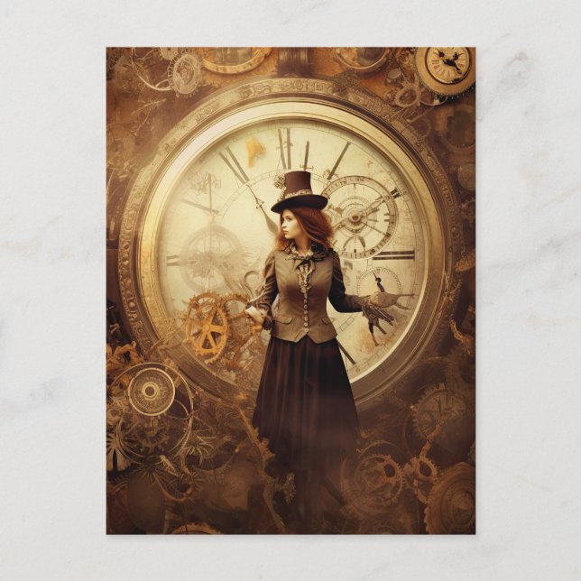 Steampunk Mechanischer Vintager Industriekatalysat Postkarte (Vorderseite)