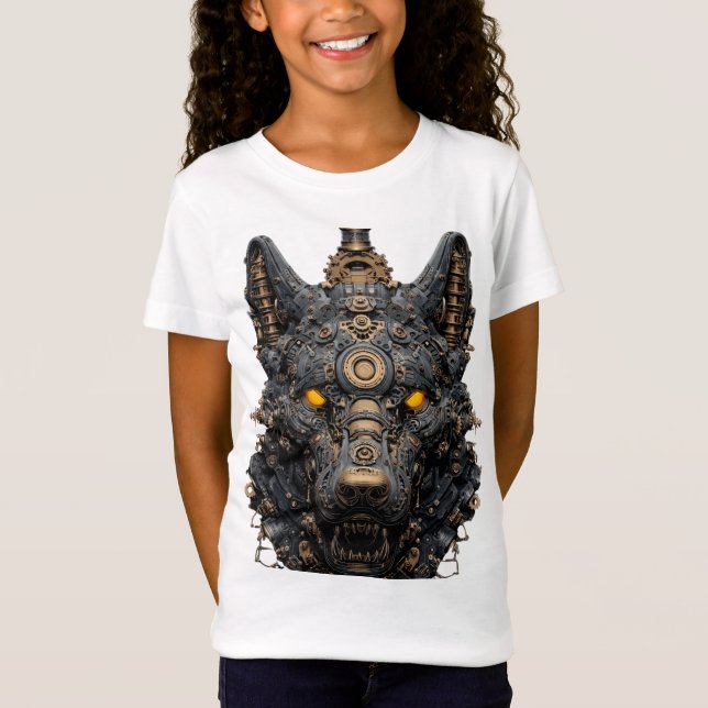 Steampunk mechanischer Wolfskopf - Cyberpunk-Robot T-Shirt (Vorderseite)
