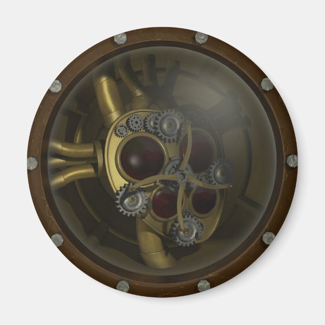 Steampunk Mechanisches Herz Magnet (Vorne)