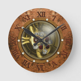 Steampunk Mechanisches Herz Runde Wanduhr