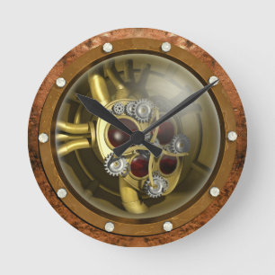 Steampunk Mechanisches Herz Runde Wanduhr