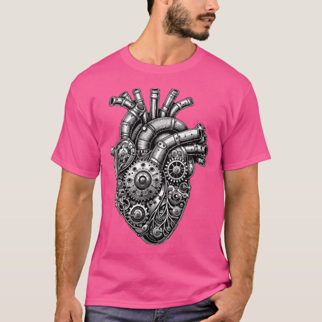 Steampunk Mechanisches Herz T-Shirt (Vorderseite)