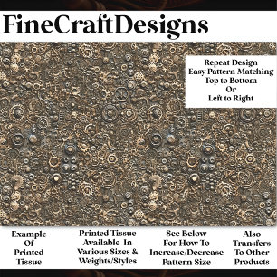 Steampunk Mechanisches Muster Rust BM9 Decoupage Seidenpapier