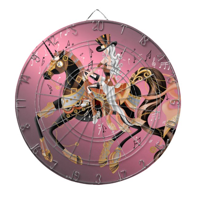 Steampunk Mechanisches Pferd & Lady Dartboard Dartscheibe (vorne)