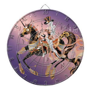 Steampunk Mechanisches Pferd & Lady Dartboard Dartscheibe
