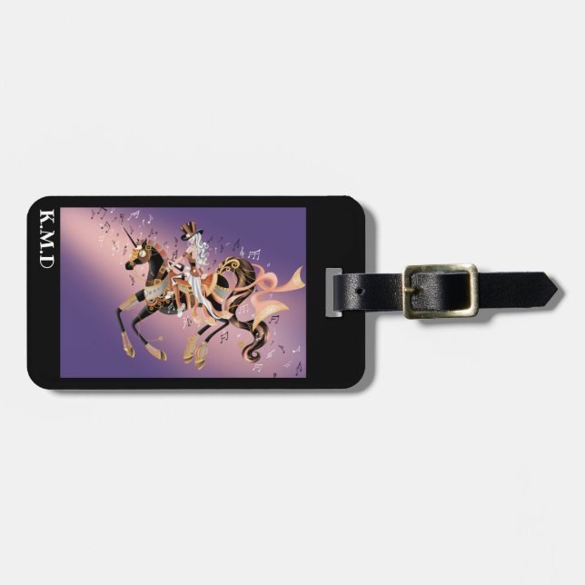 Steampunk Mechanisches Pferd & Lady Gepäckstück Gepäckanhänger (Vorderseite horizontal)