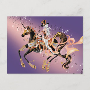 Steampunk Mechanisches Pferd & Lady Purple Postka Postkarte