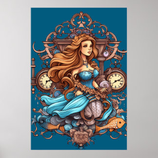 Steampunk Meerjungfrau für Mädchen oder Jungen an  Poster