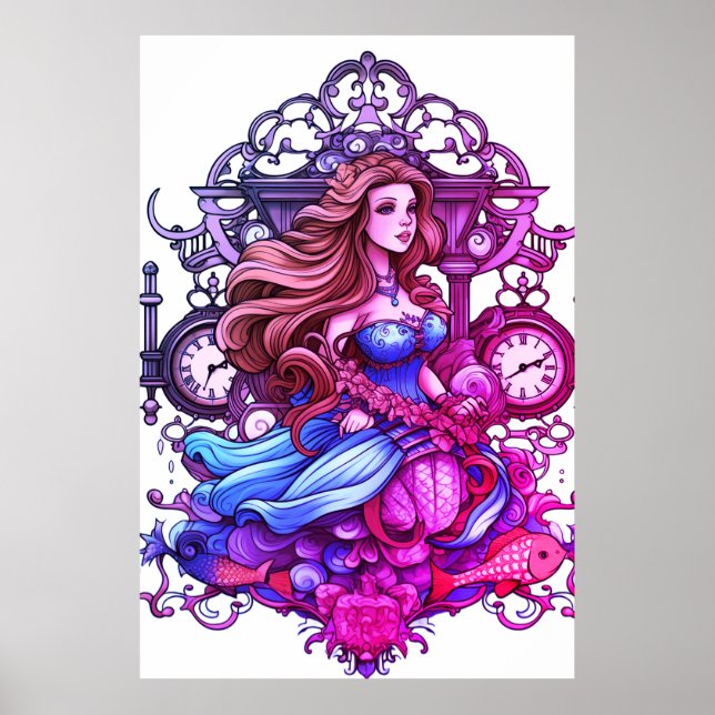 Steampunk Mermaid For Girls or Boys on a Wall Poster (Vorne)
