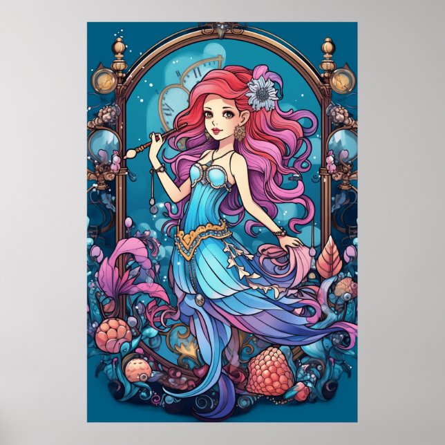 Steampunk Mermaid For Girls or Boys on a Wall  Poster (Vorne)