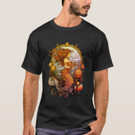 Steampunk Mermaid Image on a Black SS T-Shirt
