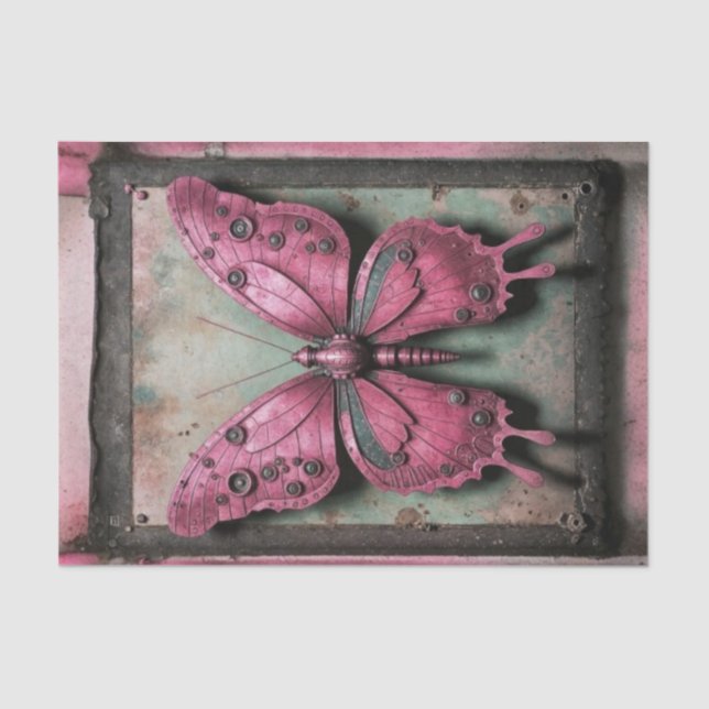 Steampunk Metal Butterfly Decoupage Seidenpapier (Vorderseite)