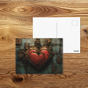 Steampunk-Metallherz-Nietkunst Postkarte