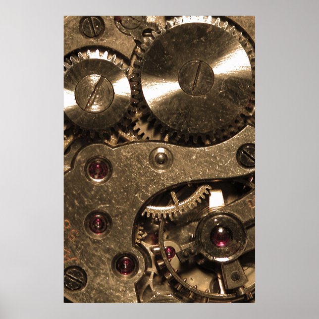 Steampunk-Metalluhr-Getriebe Poster (Vorne)