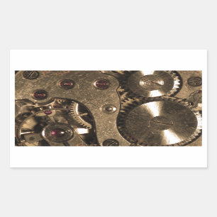 Steampunk-Metalluhr Rechteckiger Aufkleber