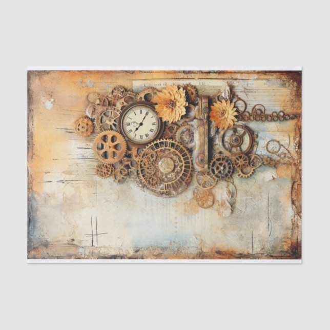 Steampunk Mixed Media in Soft Rusty Hues Seidenpapier (Vorderseite)