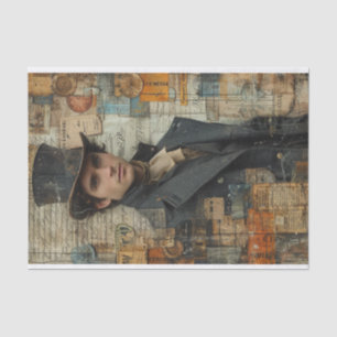 Steampunk Mixed Media mit Viktorianischem Mann Seidenpapier