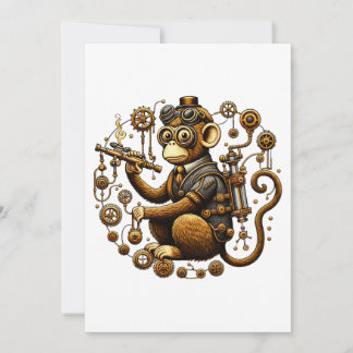 Steampunk Monkey mit Ray Gun Einladung
