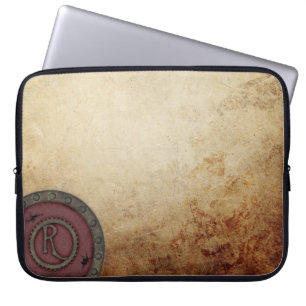 Steampunk-Monogramm-Tasche für Elektronik Rotwein Laptopschutzhülle