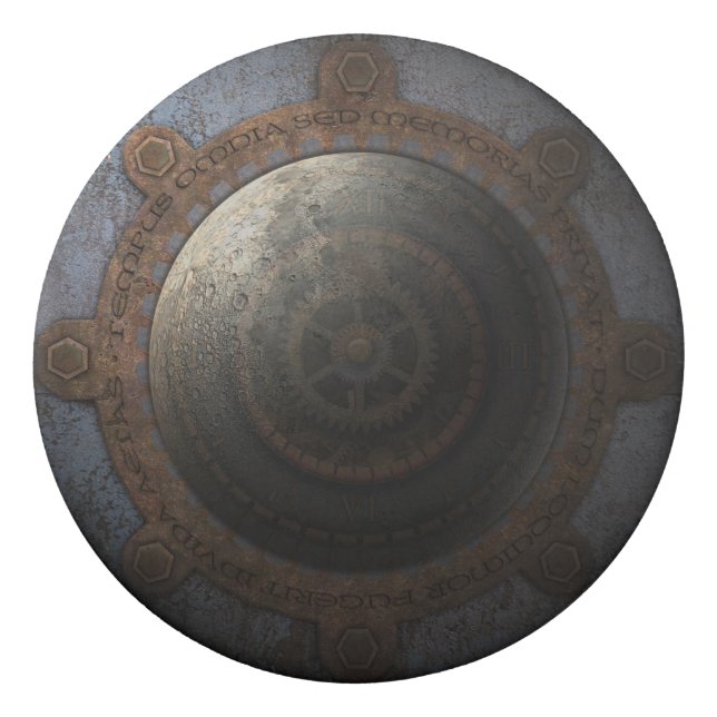 Steampunk Moon Clock Time Metal Gears Radiergummi (Vorderseite)