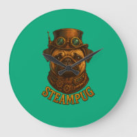 Steampunk-Mops-Wanduhr - vintage "Steampug"