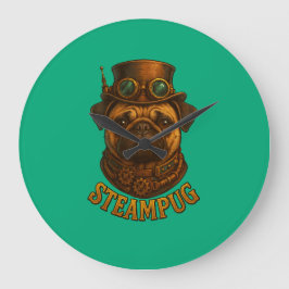 Steampunk-Mops-Wanduhr - vintage "Steampug" Große Wanduhr