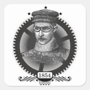 Steampunk Motorist Quadratischer Aufkleber