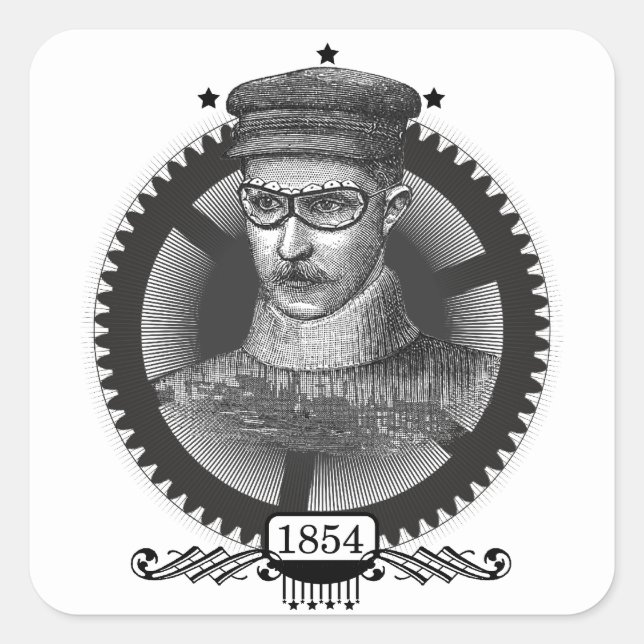 Steampunk Motorist Quadratischer Aufkleber (Vorderseite)