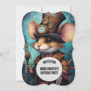 Steampunk Mouse Captain Individuelle Name Einladung