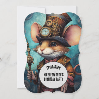 Steampunk Mouse Captain Individuelle Name Einladung