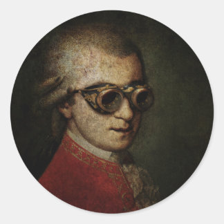 Steampunk Mozart Runder Aufkleber