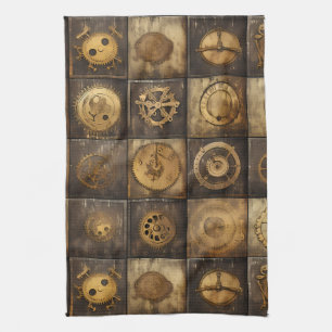 Steampunk-Muster aus mechanischen Zahnrädern in Go Geschirrtuch