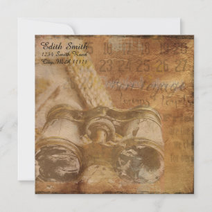 Steampunk Nautical Binoculars Scrapbook Stationary Mitteilungskarte