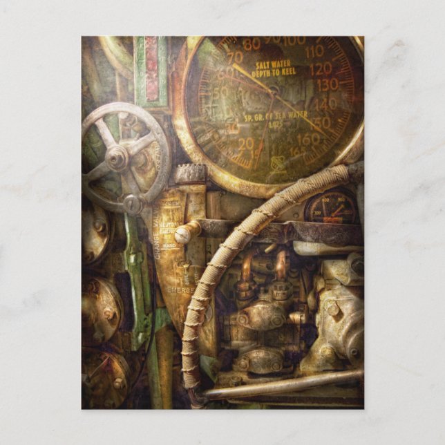 Steampunk - Naval - Sehen Sie sich die Tiefe an Postkarte (Vorderseite)
