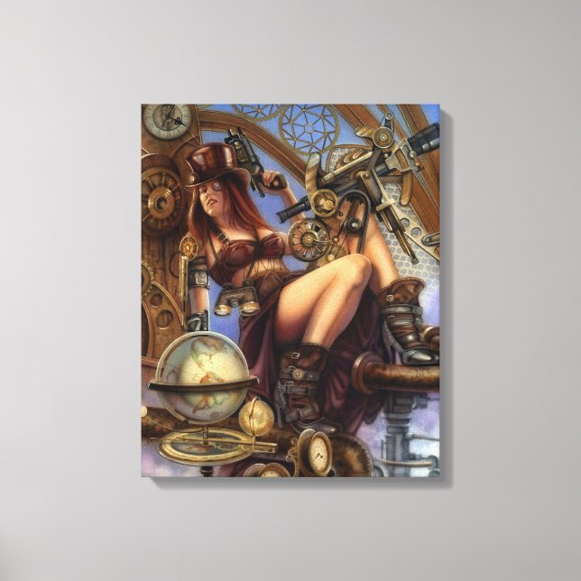 Steampunk Navigator Wrapped Canvas Leinwanddruck (Vorderseite)