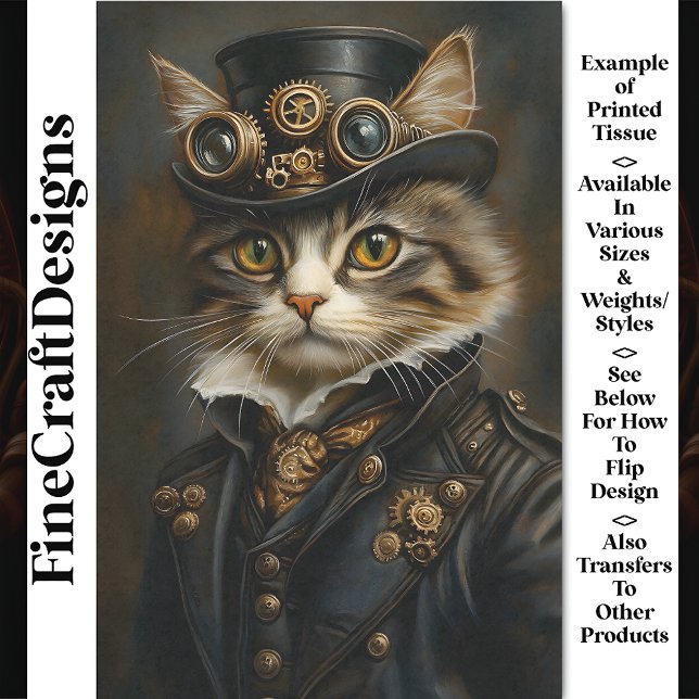 Steampunk Niedlich Chic Cat Kitten BR5 Decoupage Seidenpapier (Von Creator hochgeladen)