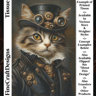 Steampunk Niedlich Chic Cat Kitten BR6R Decoupage Seidenpapier