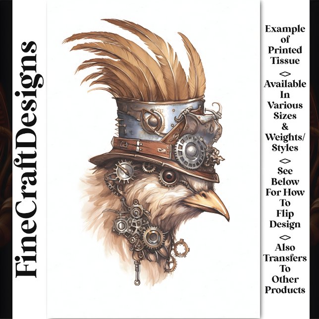 Steampunk Niedlich Crazy Chicken Decoupage Right 1 Seidenpapier (Von Creator hochgeladen)