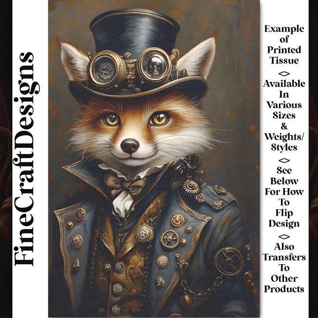 Steampunk Niedlich Elegant Fox BR7 Decoupage Seidenpapier (Von Creator hochgeladen)