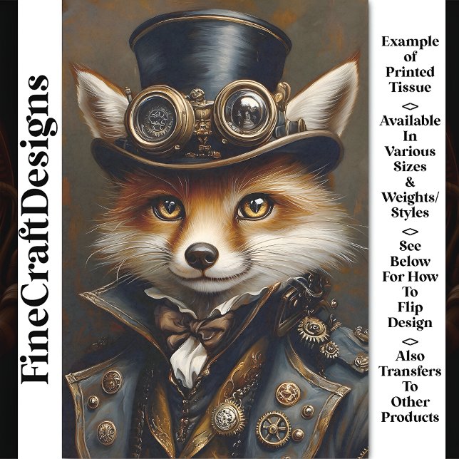 Steampunk Niedlich Elegant Fox BR8 Decoupage Seidenpapier (Von Creator hochgeladen)